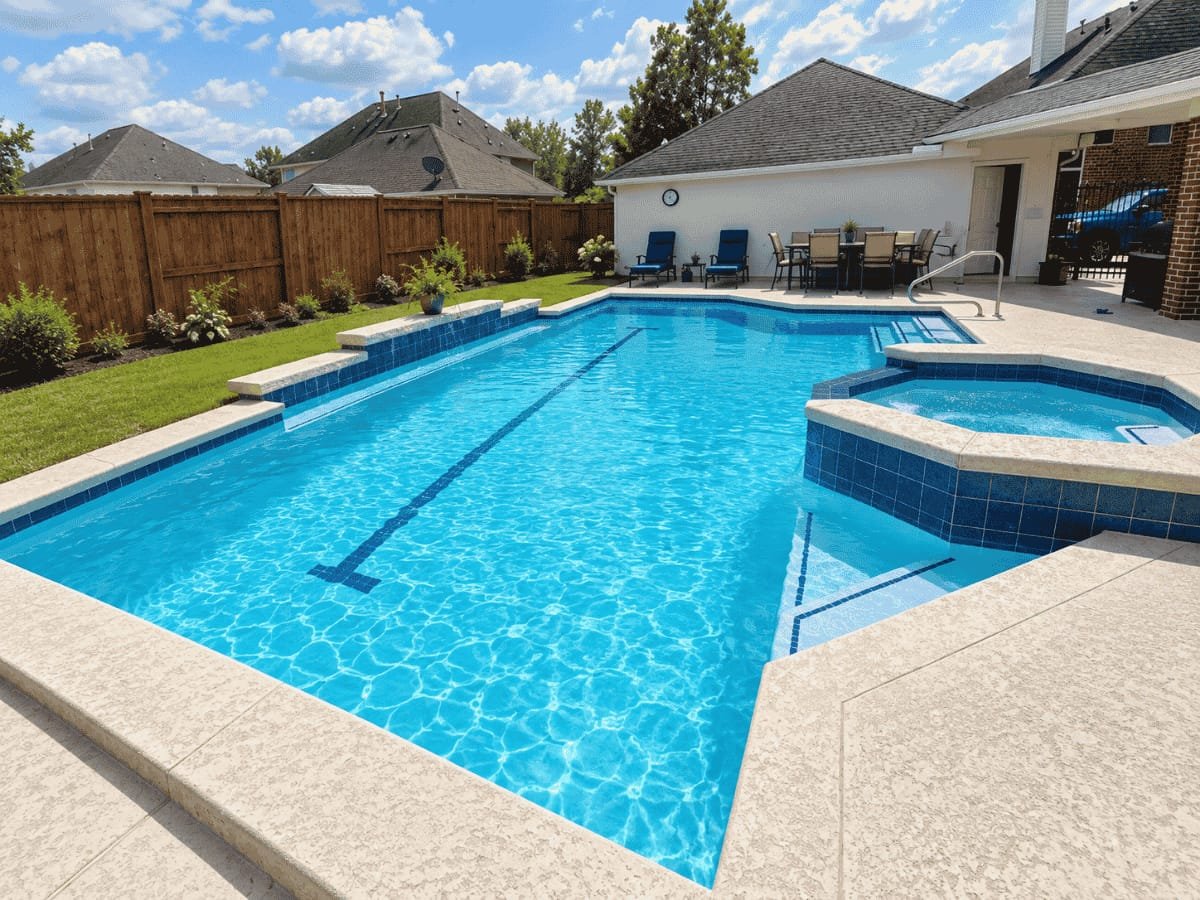 Permanent cement pool with pebble finish in Houston